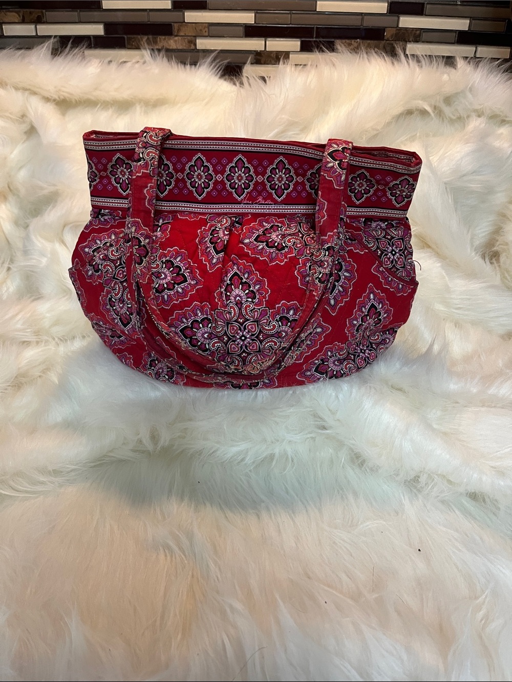 Vera Bradley Red Quilted Printed Tote